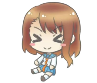 😆 Anime, Chibi, Niedlich, Mädchen, Schuluniform, Cartoon whatsapp sticker