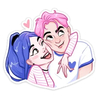 👩‍❤️‍👨 Cartoon, Paar, Liebe, Romantik, Herz telegram sticker