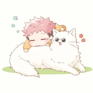 🐈 Katze, Sonnenbrille, süß, Chibi, Cartoon, schlafend telegram sticker