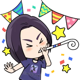 🥳 @maydroid party, celebration, confetti, cartoon, sticker telegram sticker
