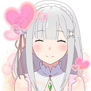 😊 Emilia Re:Zero anime, girl, cute, hearts, kawaii, love, emilia, re zero telegram sticker