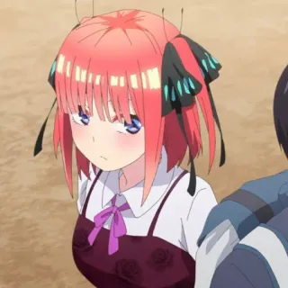 🍷 Nino Nakano The Quintessential Quintuplets Anime, Desenho animado, Nino Nakano, The Quintessential Quintuplets, cabelo rosa, Personagem whatsapp sticker