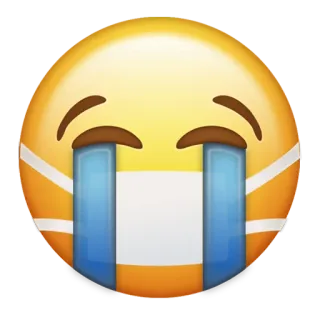 😭 Emoji, Wajah dengan masker, Sedih, Pandemi, Wajah, Masker, Kesehatan whatsapp sticker