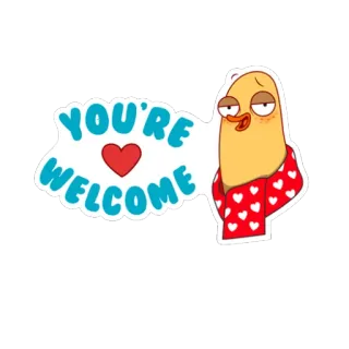 ❤ YOU'RE WELCOME dibujo animado, pájaro, de nada, saludo, amigable telegram sticker