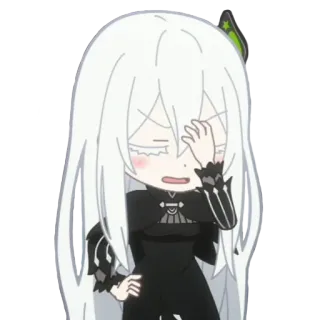 😕 Echidna Re:Zero Anime, Equidna, Re:Zero, Bruja de la Avaricia, Chibi, Kawaii, Lindo whatsapp sticker
