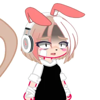 😰 anime, gacha life, character, bunny ears, headphones, sad telegram sticker