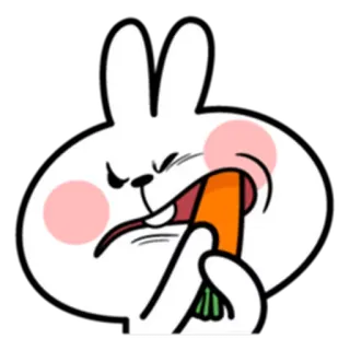 😬 lapin, dessin animé, manger, carotte, mignon, animal telegram sticker