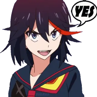 👍 Ryuko Matoi Kill la Kill YES Anime, Charakter, Ryuko, Kill la Kill, Ausdruck, JA telegram sticker