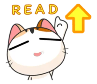 ☝️ READ 猫, 矢印, 読む, ステッカー, 漫画, かわいい telegram sticker