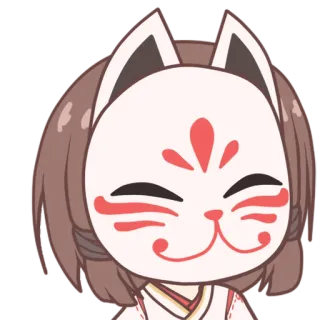 😀 Anime, Máscara de zorro, Japonés, Máscara, Lindo telegram sticker