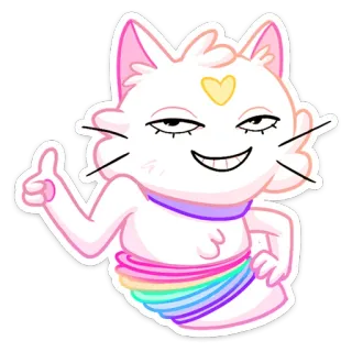 👍 gatto, arcobaleno, kawaii, carino, cuore, divertente telegram sticker