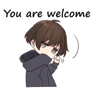 😁 You are welcome Anime, Benvenuto, Carino, Saluto telegram sticker