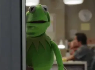 😨 Kermit カーミット, マペット, パペット, ミーム, 面白い, 緑 telegram sticker
