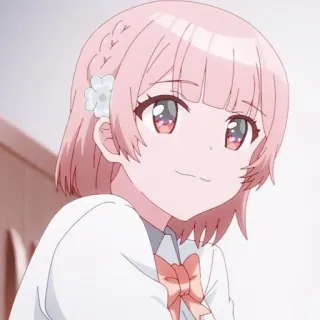 🥰 Anime, Dễ thương, Cô gái, Nhân vật, Tóc hồng, Hoa, Nụ cười telegram sticker