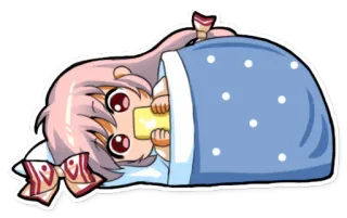 🛌 Аниме, Милый, Спит, Каваий, Одеяло, Чиби telegram sticker
