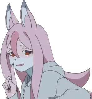 😏 Anime, Volpe, Ragazza, Dito, Illustrazione telegram sticker