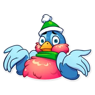 🤷‍♂️ Vogel, Cartoon, Winter, Hut, verwirrt, Achselzucken, süß telegram sticker