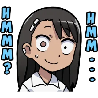 🙂 Nagatoro Don't Toy with Me, Miss Nagatoro HMMM? Аниме, Нагаторо, Хм, Выражение, Смущенный, Манга telegram sticker