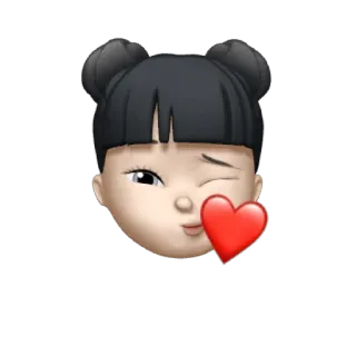 👧 Эмодзи, Мемоджи, Девушка, Сердце, Мультфильм, Милый telegram sticker