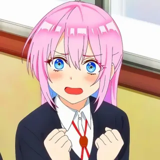 🙂 animé, fille, cheveux roses, uniforme scolaire, mignon, manga telegram sticker