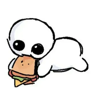 😋 dễ thương, hoạt hình, bánh mì sandwich, thức ăn, kỳ quặc, vẽ nguệch ngoạc telegram sticker