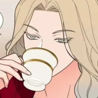 🥢 person, drinking, tea, cup, blonde, anime telegram sticker