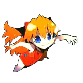 🔹 Anime, Chibi, Dibujos animados, Volando, Pelo Naranja, Lindo, Personaje telegram sticker