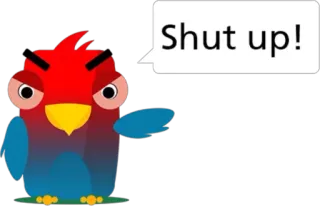 😡 Shut up! pássaro, papagaio, cala a boca, desenho animado, zangado, balão de fala telegram sticker