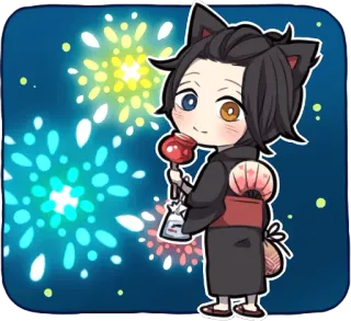 💗 Anime, Telinga kucing, Festival, Kimono, Lucu telegram sticker