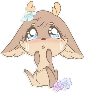 😢 cervo, animal, fofo, adesivo, lágrimas, chorando, desenho animado whatsapp sticker