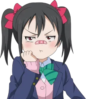 😤 Yazawa Nico Love Live! Anime, Chica, Dibujo animado, Lindo, Uniforme escolar, Tirita whatsapp sticker