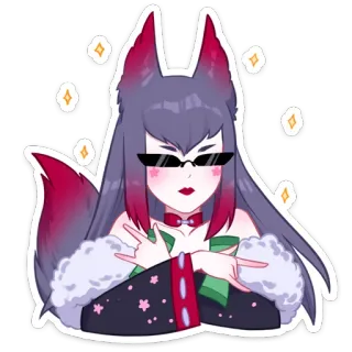 😎 stiker, anime, wanita, rubah, ilustrasi, karakter whatsapp sticker