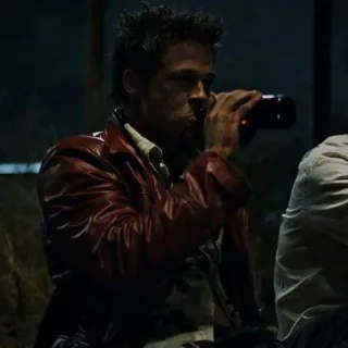 🗿 Tyler Durden Fight Club movie, brad pitt, fight club, violence, drinking, red jacket telegram sticker