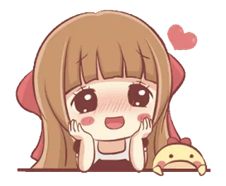 😍 cartoon, anime, cute, girl, kawaii, heart, adorable telegram sticker