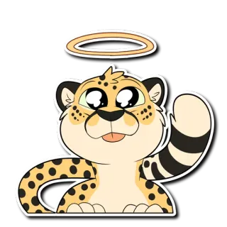 😇 표범, 동물, 후광, 귀여운, 만화 telegram sticker