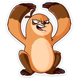 🙌 sloth, cartoon, animal, funny, angry, cute telegram sticker
