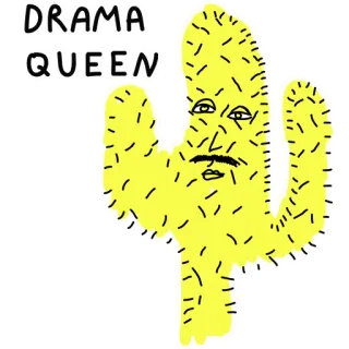 🤡 DRAMA QUEEN kaktus, drama queen, humor, lucu, kartun, ekspresi, sarkastik, meme telegram sticker