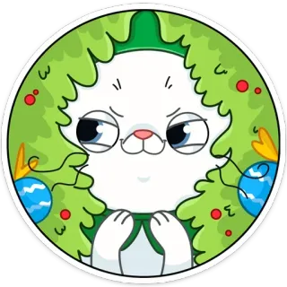 👀 Katze, Weihnachten, Kranz, niedlich, Feiertag, festlich telegram sticker