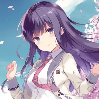 🔺 Anime, Garota, Uniforme escolar, Cabelo roxo, Fofa, Desenho animado telegram sticker