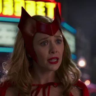 😕 Wanda Maximoff Ванда, Алая Ведьма, Marvel, супергерой, женщина, Элизабет Олсен, комикс whatsapp sticker
