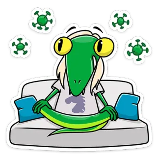 🦠 Cartoon, Aufkleber, Echse, Virus, Covid, Lustig telegram sticker