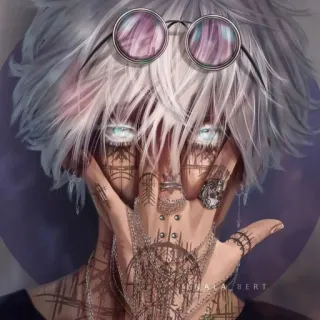 🙂 Anime, Tatuaggio, Ragazzo, Arte, Illustrazione, Occhiali, Arte digitale telegram sticker