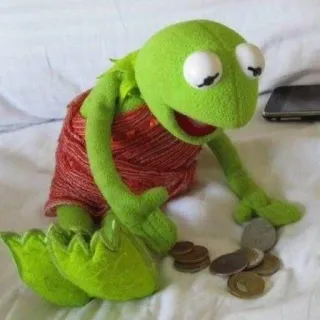 😂 Kermit Kermit the Frog, frog, coins, sad, meme telegram sticker