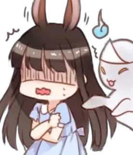 😱 动漫女孩, 卡通, 害怕, 兔子耳朵, 鬼, 动漫, Q版 telegram sticker
