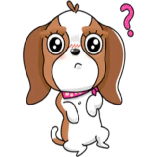 ❓ chó, hoạt hình, động vật, dễ thương, câu hỏi, hình minh họa, chó con telegram sticker