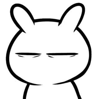 😒 conejo, animal, dibujo animado, lindo, blanco, negro telegram sticker