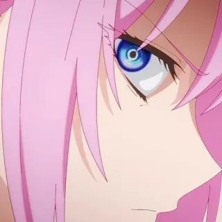 🐻 Anime, pinke Haare, blaue Augen, Nahaufnahme, weiblich, Mädchen telegram sticker