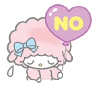 😫 NO Personagem, Cordeiro, Kawaii, Fofo, Rosa, Não, Balão, Adesivo telegram sticker