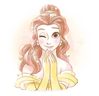 😉 Belle Belle, Disney Princess, cartoon, smile, winking, cute telegram sticker