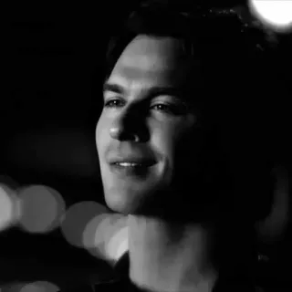 ▪️ Damon Salvatore The Vampire Diaries serial TV, wampir, nadprzyrodzone, fantasy, dramat, czarno-biały telegram sticker